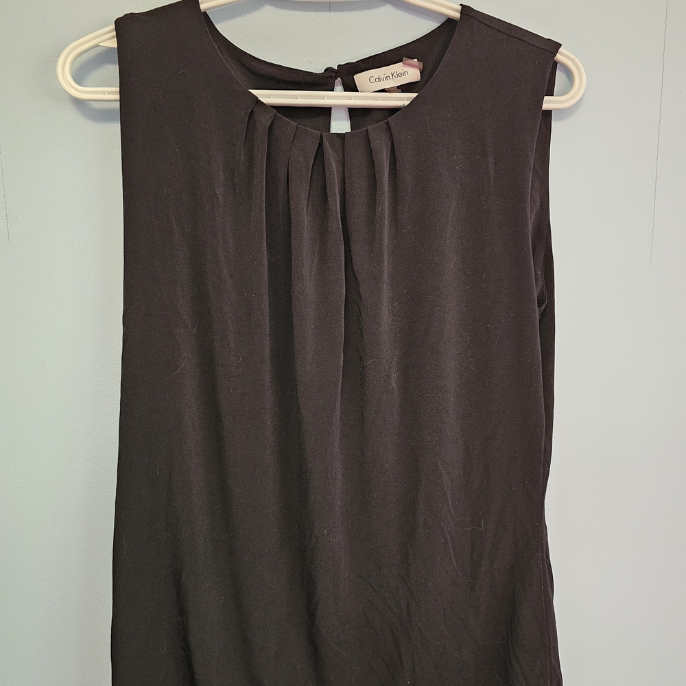 Calvin Klein Elegant Black Pleated Blouse